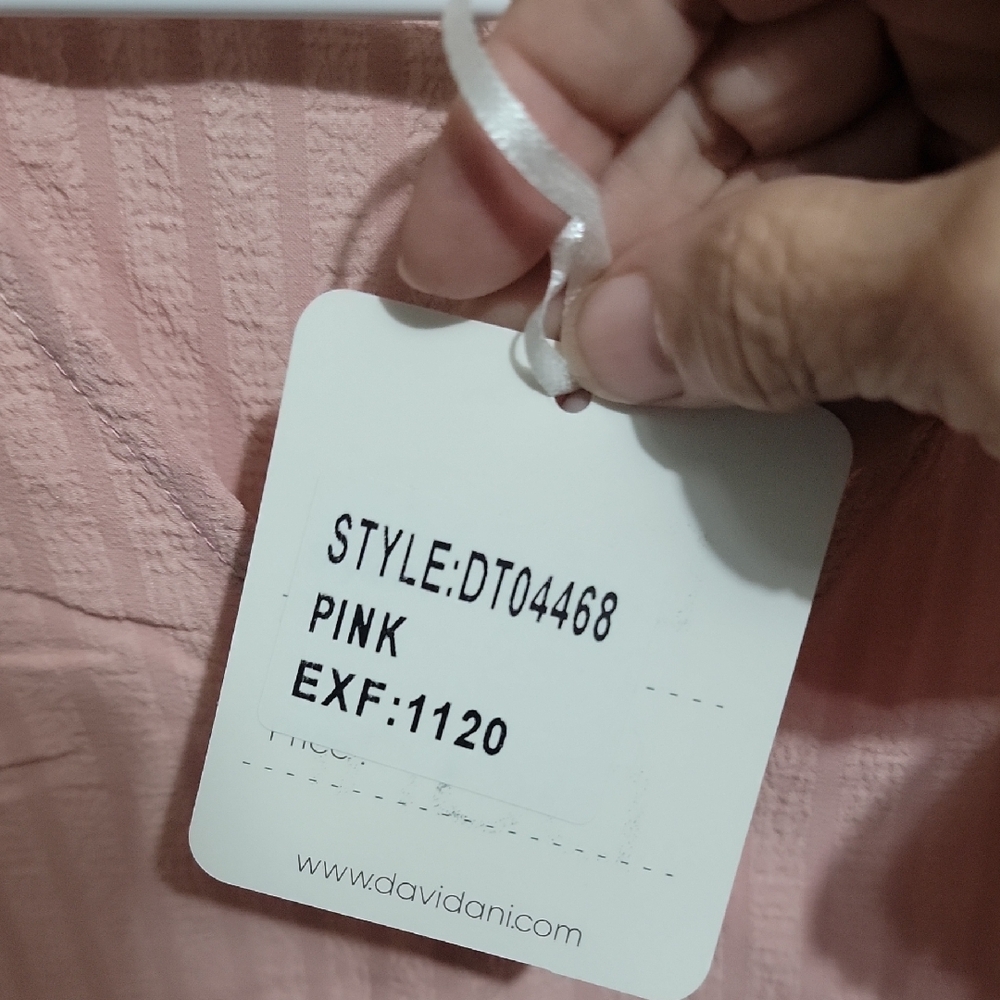 Davi & Dani Pink Textured V-Neck Puff Sleeve Blouse Small Cottagecore Boutique - Picture 3 of 6